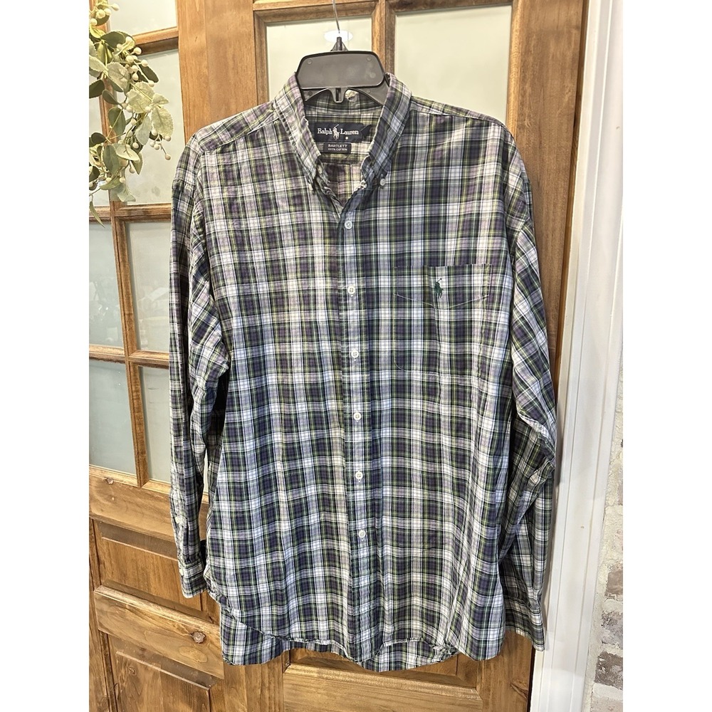 Ralph Lauren Bartlett Shirt Mens Large‎ Plaid Button Down Cotton Long Sleeve